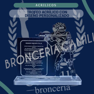 Trofeo acrílico con diseño personalizado