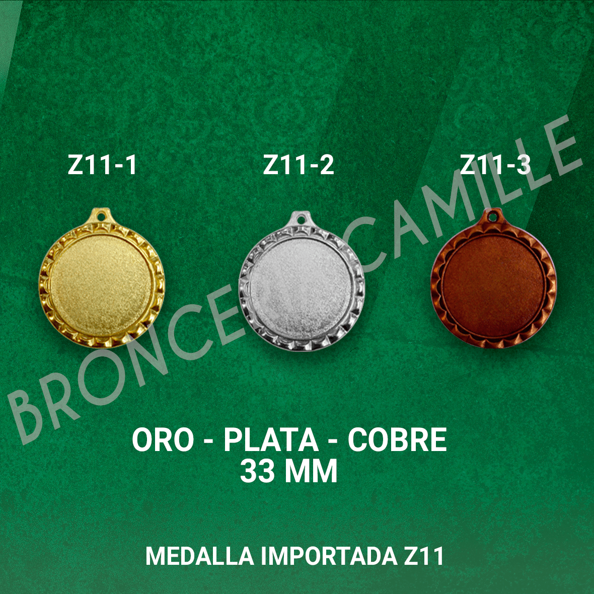 MEDALLA IMPORTADA Z11 3.3cms ø