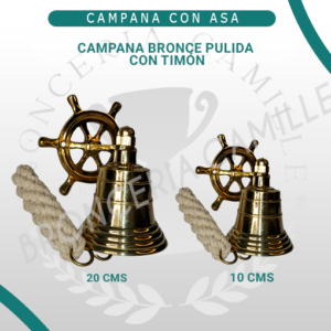 Campana de bronce pulido con asa - Timón