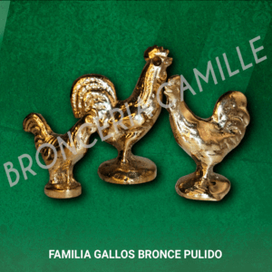Figuras de bronce pulido – Familia de gallinas