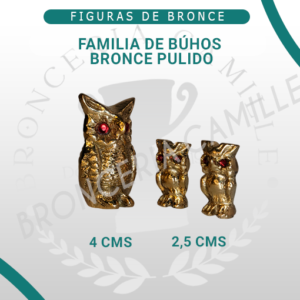 Figuras de bronce pulido - Familia de búhos