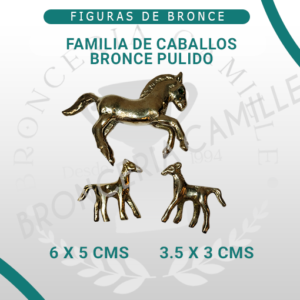 Figuras de bronce pulido – Familia de caballos