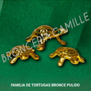 Figuras de bronce pulido – Familia de tortugas