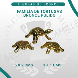 Figuras de bronce pulido – Familia de tortugas