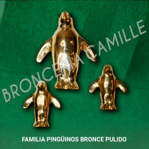 Figuras de bronce pulido – Familia de pingüinos
