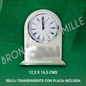 Reloj Transparente con Placa Incluida