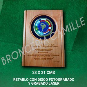 Retablo con Disco Fotograbado y Grabado Láser