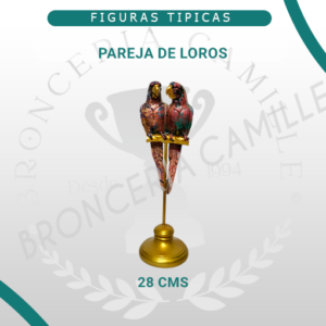 Pareja de Loros Con Base Dorada