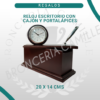 Reloj Escritorio de Madera con Cajón y Portalápices