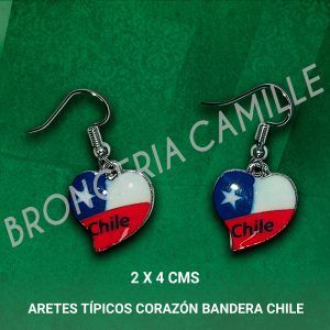 Aretes Típicos Corazón Bandera Chile