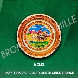 Imán Típico Circular Jinete Chile Bronce
