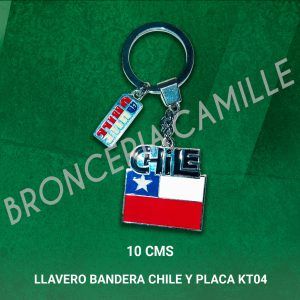 Llavero típico Bandera Chile y Placa KT04