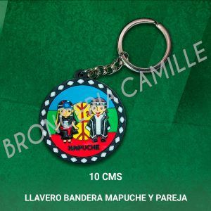 Llavero Típico Bandera Mapuche y Pareja