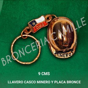 Llavero Casco Minero Y Placa Bronce
