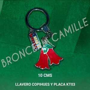 Llavero típico Copihues y Placa KT03
