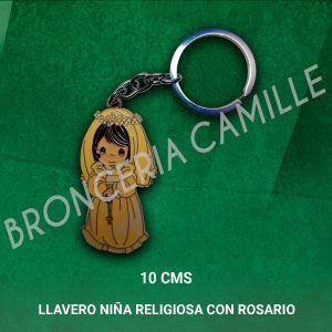 Llavero Metálico Niña Religiosa con Rosario