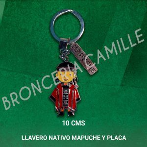 Llavero Típico Nativo Mapuche y Placa