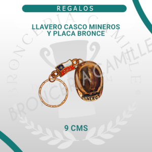 Llavero Casco Minero Y Placa Bronce