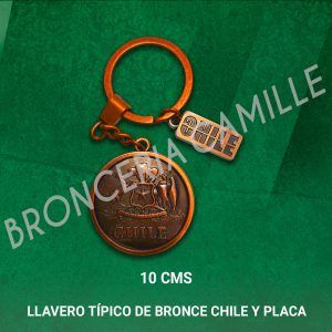Llavero típico de bronce Chile y Placa