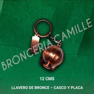 Llavero de bronce - Casco y Placa