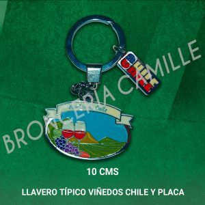 Llavero típico Viñedos Chile y Placa