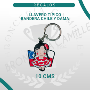 Llavero Típico Bandera de Chile y Dama