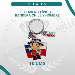 Llavero Típico Bandera de Chile con Hombre y Placa