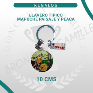 Llavero Típico Mapuche Paisaje y Placa