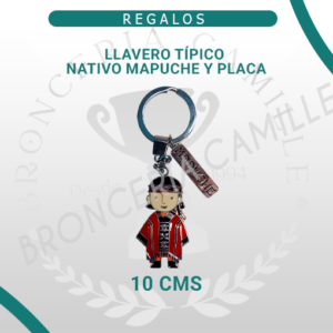 Llavero Típico Nativo Mapuche y Placa