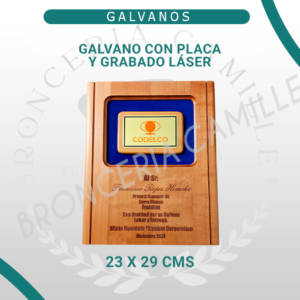 Galvano Raulí con Placa Sublimada y Grabado Láser.
