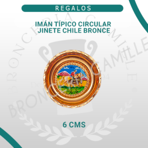 Imán Típico Circular Jinete Chile Bronce