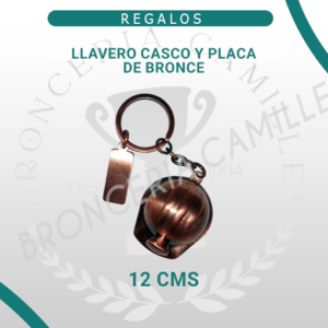 Llavero de bronce - Casco y Placa