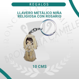 Llavero Metálico Niña Religiosa con Rosario