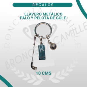 Llavero Metálico Palo y Pelota de Golf con Placa