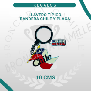 Llavero típico Bandera Chile y Placa