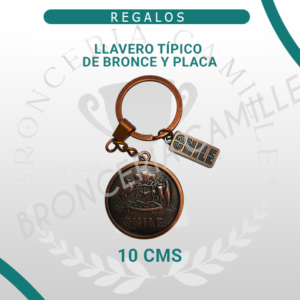 Llavero típico de bronce Chile y Placa