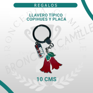 Llavero típico Copihues y Placa