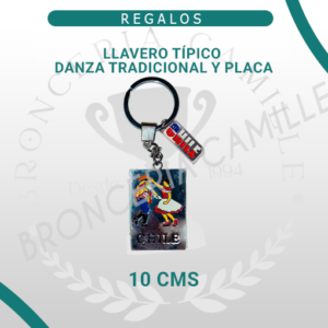 Llavero típico Danza Tradicional Chile y Placa