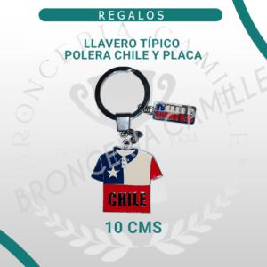 Llavero típico Polera Chile y Placa