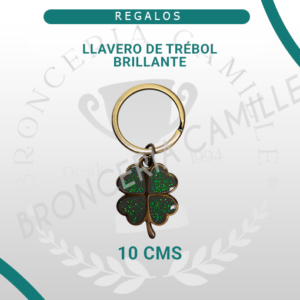 Llavero metálico de trébol brillante