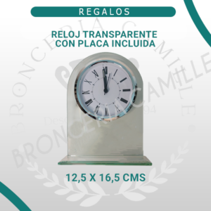 Reloj Transparente con Placa Incluida