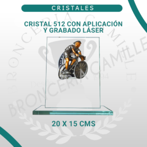 Cristal 512 con Aplicación NR 12 - Ciclista y Grabado Láser