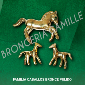 Figuras de bronce pulido – Familia de Caballos