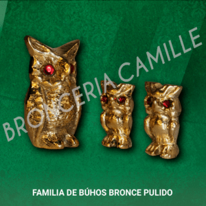 Figuras de bronce pulido - Familia de Buhos