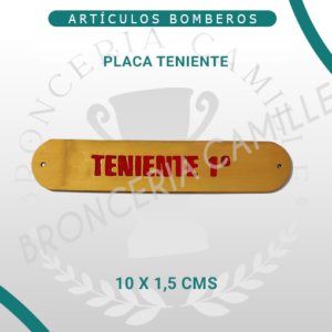 Placa Teniente 1°, 2° y 3° Metálica