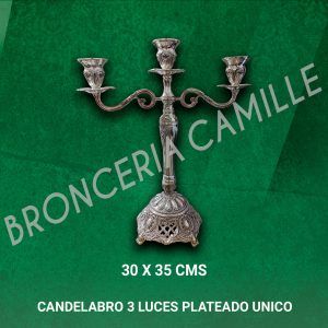 Candelabro 3 Luces Plateado Unico