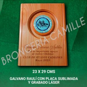 Galvano Grabado Láser con Marco Plateado y Azul con Logo