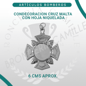 Condecoración Cruz Malta con Hoja Niquelada