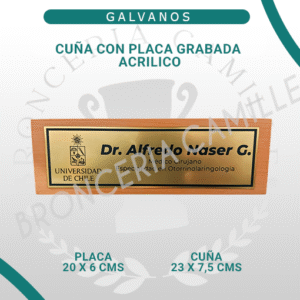 Cuña con Placa Grabada Acrilico