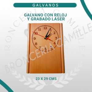Galvano con Reloj y Grabado Láser